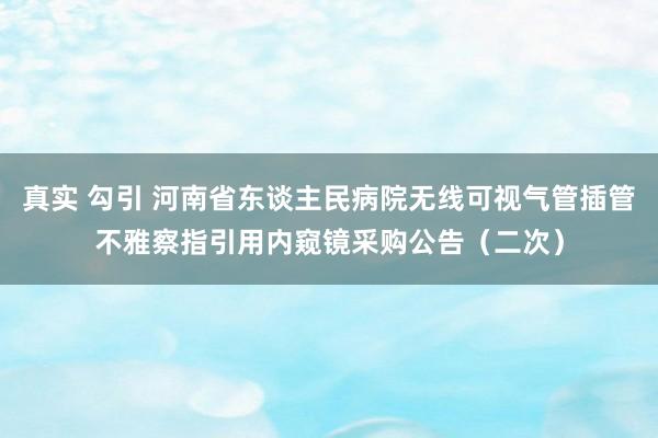 真实 勾引 河南省东谈主民病院无线可视气管插管不雅察指引用内窥镜采购公告（二次）