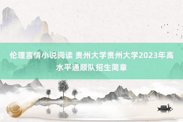 伦理言情小说阅读 贵州大学贵州大学2023年高水平通顺队招生简章